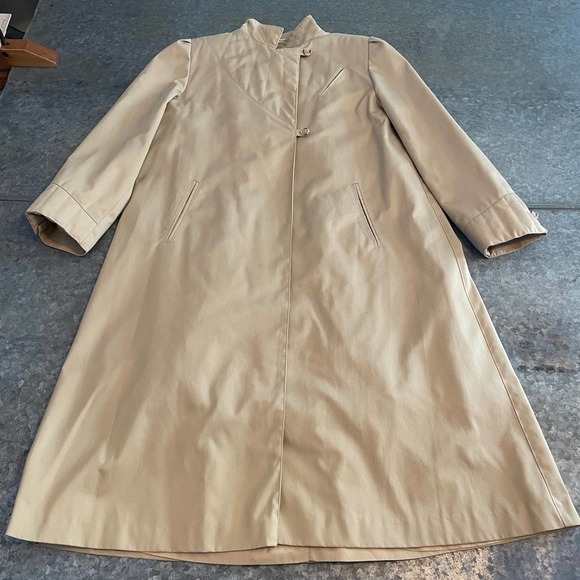 Vintage Uzzi Sherpa Quilted Lined Trench Coat Womens 11/12 Large Tan Khaki Korea - Picture 2 of 16